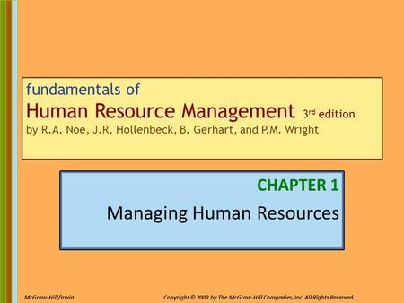 CHAPTER 1 Managing Human Resources