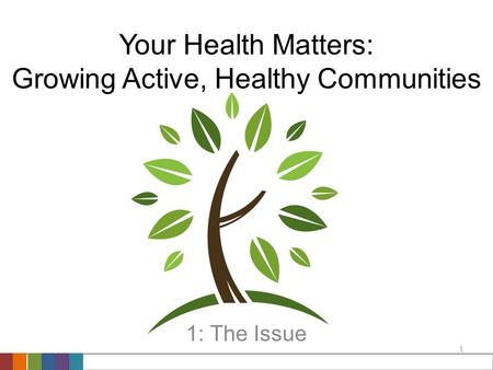 1 Your Health Matters: Growing Active, Healthy Communities 1: The Issue.