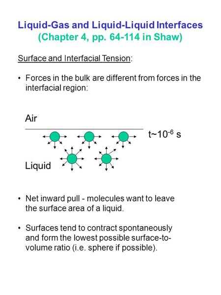 Liquid-Gas and Liquid-Liquid Interfaces