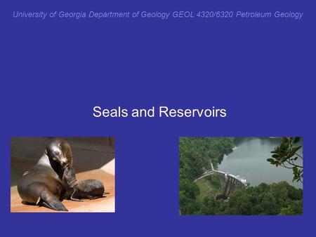 University of Georgia Department of Geology GEOL 4320/6320 Petroleum Geology Seals and Reservoirs.