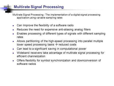 Multirate Signal Processing