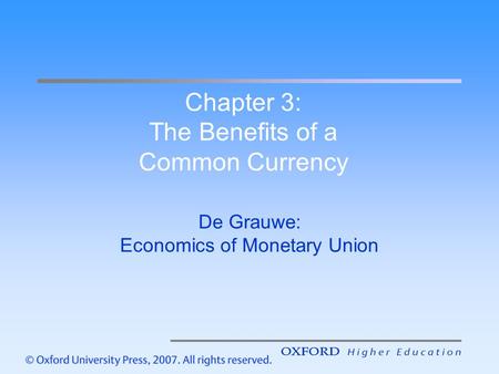 Chapter 3: The Benefits of a Common Currency