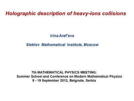 Holographic description of heavy-ions collisions