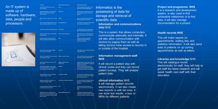 Project and programme NHS It is a research and development system, is also used to find achievable milestones or to find risks, it will also manage documentation.