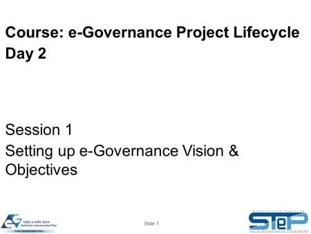 Course: e-Governance Project Lifecycle