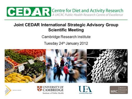 Joint CEDAR International Strategic Advisory Group Scientific Meeting Cambridge Research Institute Tuesday 24 th January 2012.