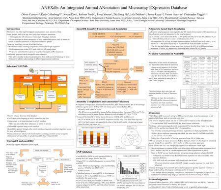 ANEXdb: An Integrated Animal ANnotation and Microarray EXpression Database Oliver Couture 1,2, Keith Callenberg 2,3#, Neeraj Koul 4, Sushain Pandit 4,