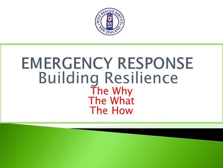 EMERGENCY RESPONSE Building Resilience The Why The What The How.