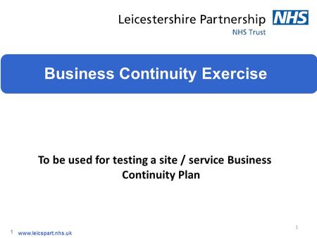 Business Continuity Exercise