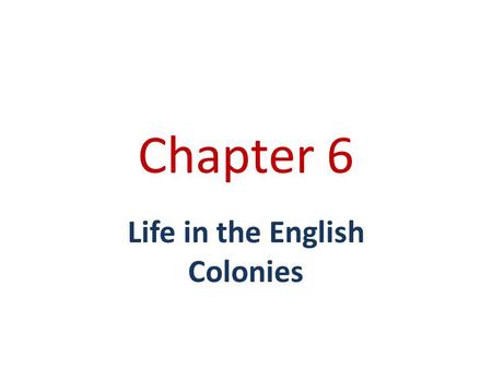 Life in the English Colonies