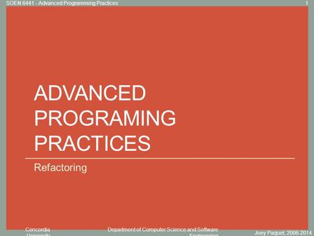 Advanced Programing practices