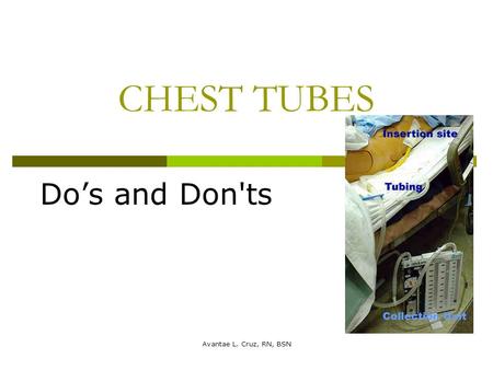 Avantae L. Cruz, RN, BSN CHEST TUBES Do’s and Don'ts.