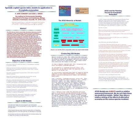 Abstract The ATLSS (Across Trophic Level System Simulation) hierarchy of models is designed to utilize varying levels of detail and data availability to.