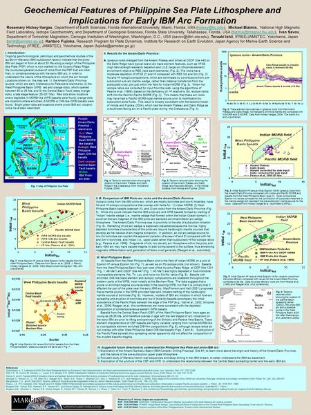 Geochemical Features of Philippine Sea Plate Lithosphere and Implications for Early IBM Arc Formation. Rosemary Hickey-Vargas, Department of Earth Sciences,