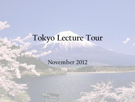 Tokyo Lecture Tour November 2012. Seigakuin-University, Tokyo.