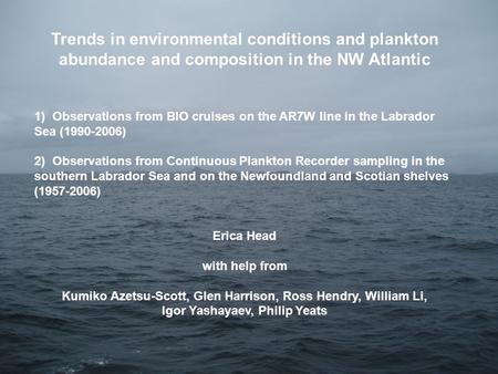 Trends in environmental conditions and plankton abundance and composition in the NW Atlantic 1) Observations from BIO cruises on the AR7W line in the Labrador.