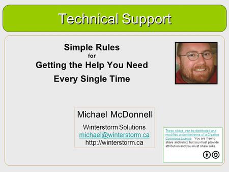 Michael McDonnell Winterstorm Solutions  Technical Support Simple Rules for Getting the Help You Need Every.