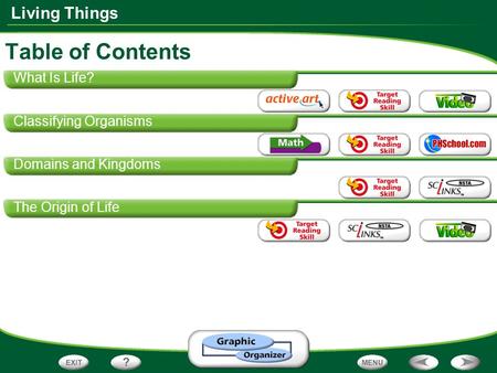 Table of Contents What Is Life? Classifying Organisms