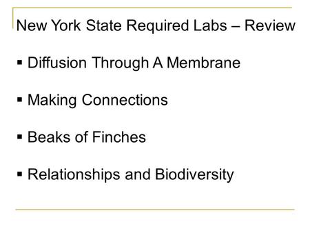 New York State Required Labs – Review