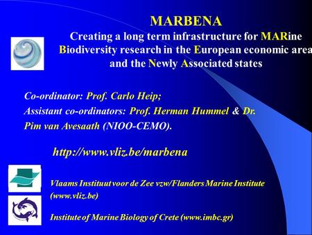 Institute of Marine Biology of Crete (www.imbc.gr) MARBENA Creating a long term infrastructure for MARine Biodiversity research in the European economic.