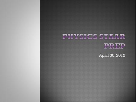 Physics Staar prep April 30, 2012.