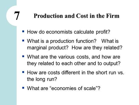 Total Revenue, Total Cost, Profit