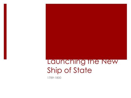 Launching the New Ship of State 1789-1800. Growing Pains American Growth.