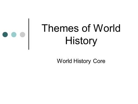 Themes of World History World History Core. GEOGRAPHY 5 Themes of Geography: LOCATION HUMAN AND ENVIRONMENTAL INTERACTION REGION PLACE MOVEMENT.