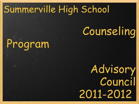 Summerville High School Counseling Program Advisory Council 2011-2012.