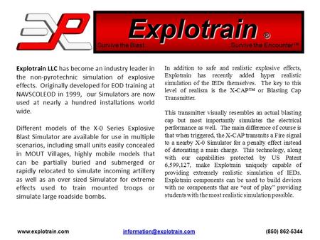 Explotrain ® Survive the Blast…...Survive the Encounter™  (850) Explotrain.