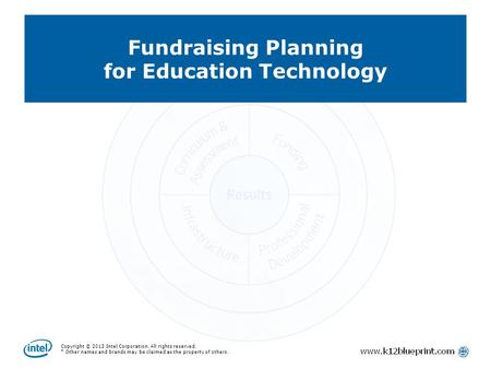 Copyright © 2013 Intel Corporation. All rights reserved. * Other names and brands may be claimed as the property of others. Fundraising Planning for Education.