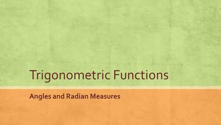 Trigonometric Functions