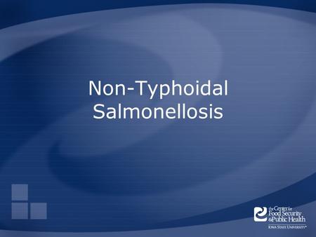 Non-Typhoidal Salmonellosis. Overview Organism History Epidemiology Transmission Disease in Humans Disease in Animals Prevention and Control Center for.