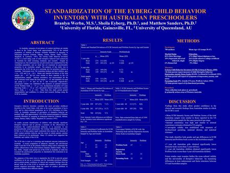 Disruptive behavior disorders constitute the most prevalent childhood disorders in the United States, with rates in the normal population of up to 10%,