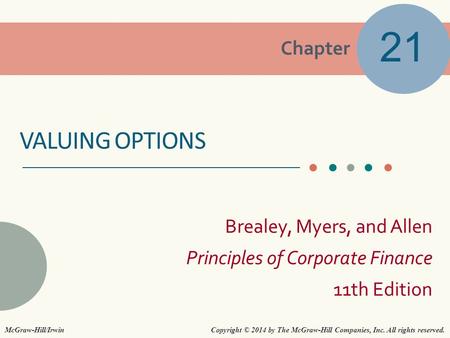 21 Valuing options McGraw-Hill/Irwin