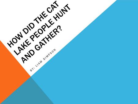 HOW DID THE CAT LAKE PEOPLE HUNT AND GATHER? BY: LIAM SIMPSON.