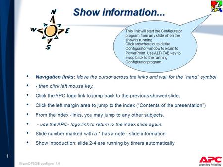 Silcon DP300E config rev. 1.0 1 Show information... Navigation links: Move the cursor across the links and wait for the “hand” symbol - then click left.