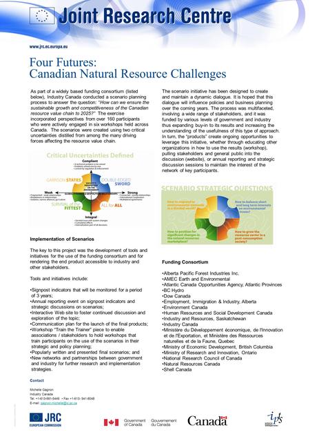 © European Communities, 2007 As part of a widely based funding consortium (listed below), Industry Canada conducted a scenario planning process to answer.