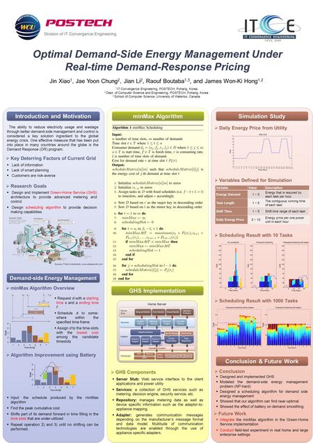 Division of IT Convergence Engineering Optimal Demand-Side Energy Management Under Real-time Demand-Response Pricing Jin Xiao 1, Jae Yoon Chung 2, Jian.