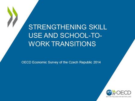 STRENGTHENING SKILL USE AND SCHOOL-TO- WORK TRANSITIONS OECD Economic Survey of the Czech Republic 2014.