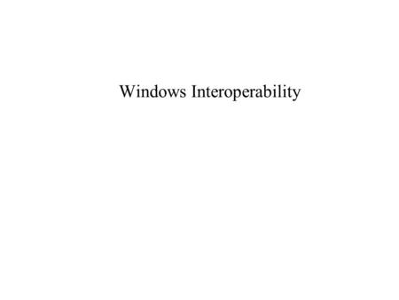 Windows Interoperability. What can Samba do? Allow for peaceful coexistence between Windows and Linux/UNIX systems regarding: File sharing Printer sharing.