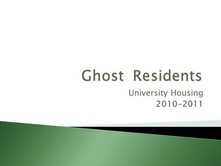 University Housing 2010-2011.  Sometimes we have students who contract for a room –  Complete the official check-in process-  But typically never move.