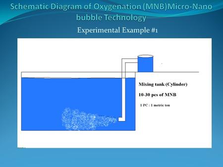 Experimental Example #1. MNB water tank outline chart *Usage Pump (electric pumps, pump engine) 1.5 kw ~ 5kw *MNB devices: 10-30 pieces The number of.