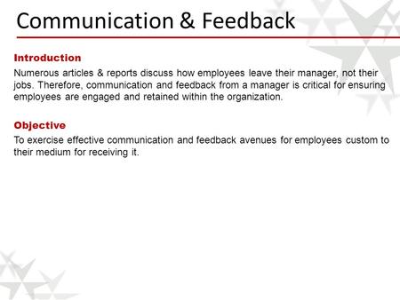 Communication & Feedback