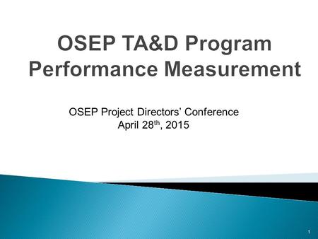 1 OSEP Project Directors’ Conference April 28 th, 2015.