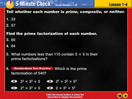 Transparency 4 Click the mouse button or press the Space Bar to display the answers.