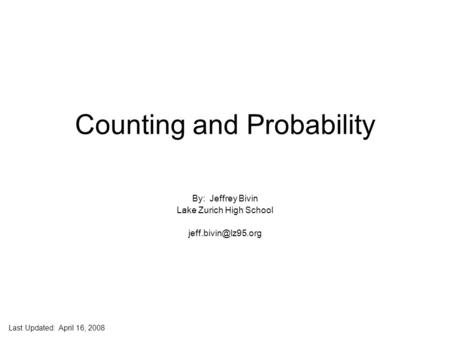 Counting and Probability