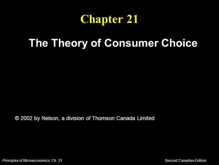 The Theory of Consumer Choice