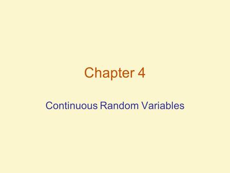 Continuous Random Variables