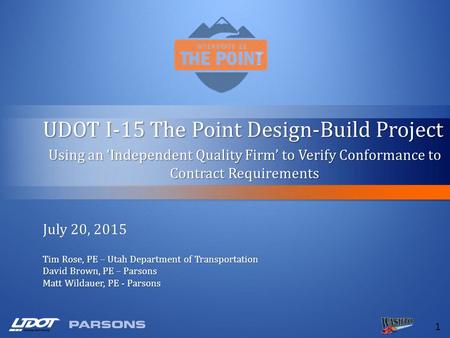 UDOT I-15 The Point Design-Build Project